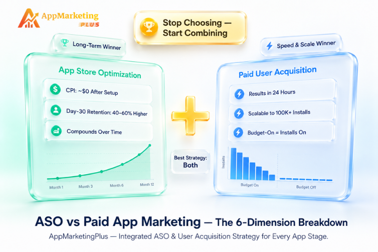 ASO vs Paid App Marketing Which Drives Better ROI in 2026_AppMarketingPlus